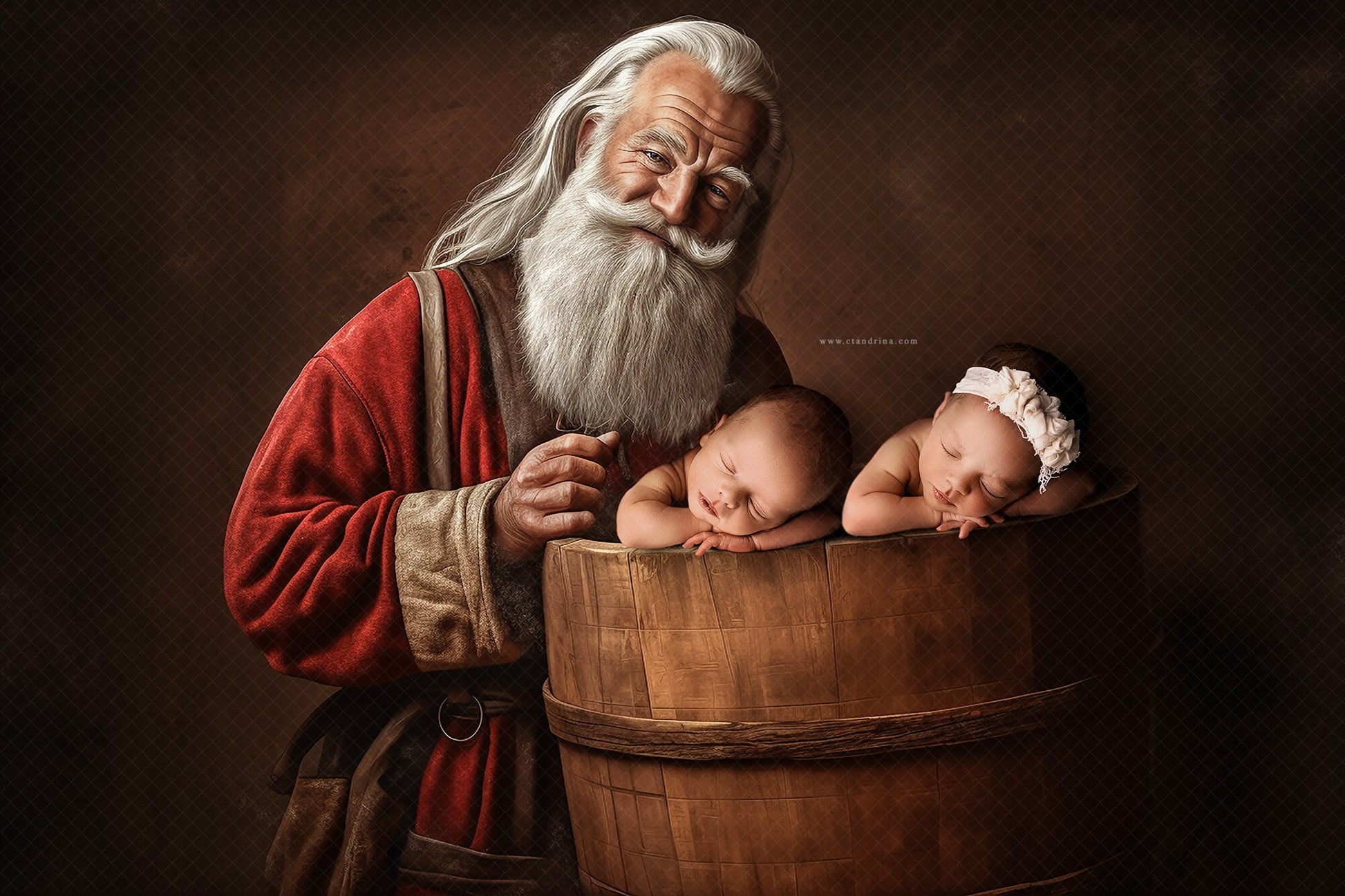 Santa Fine Art Newborn Digital Backdrop, Antique Fine Art Santa Claus Background, Christmas Newborn Digital Backdrop for Photoshop Composite