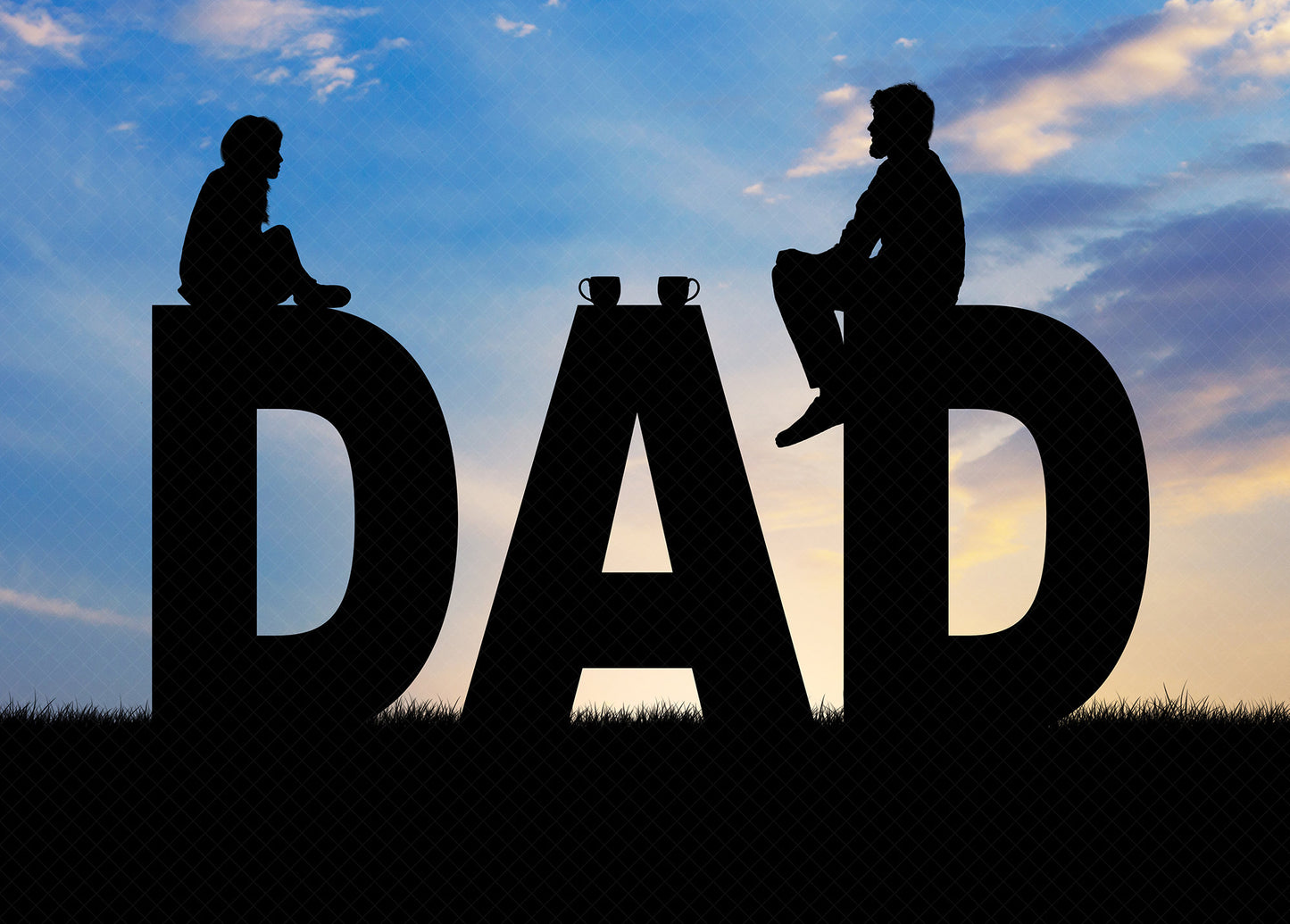 DAD Silhouette Digital Backdrop, Father's Day Digital Backdrop for Photoshop, Digital Backdrops for Father's Day, Backlit Sky Backdrop