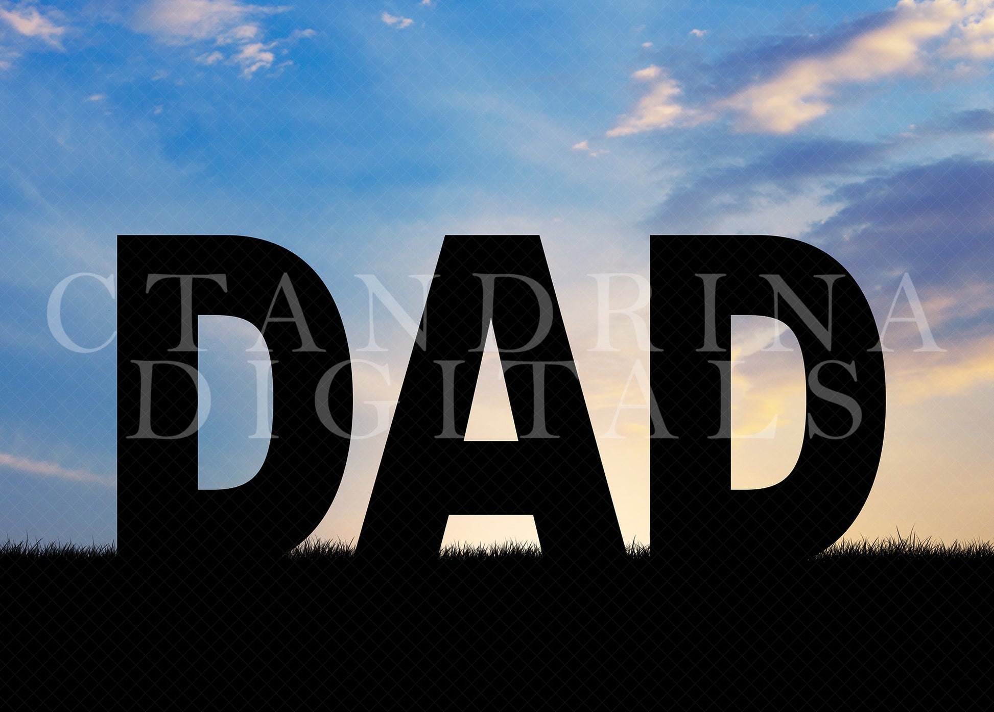 DAD Silhouette Digital Backdrop, Father's Day Digital Backdrop for Photoshop, Digital Backdrops for Father's Day, Backlit Sky Backdrop