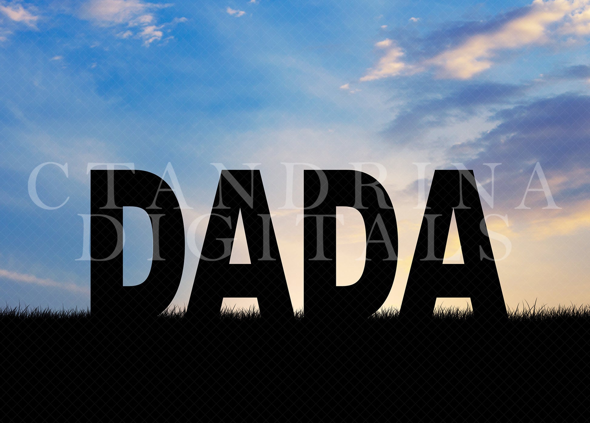 DADA Silhouette Digital Backdrop, Father's Day Digital Backdrop for Photoshop, Digital Backdrops for Father's Day, Backlit Sky Backdrop