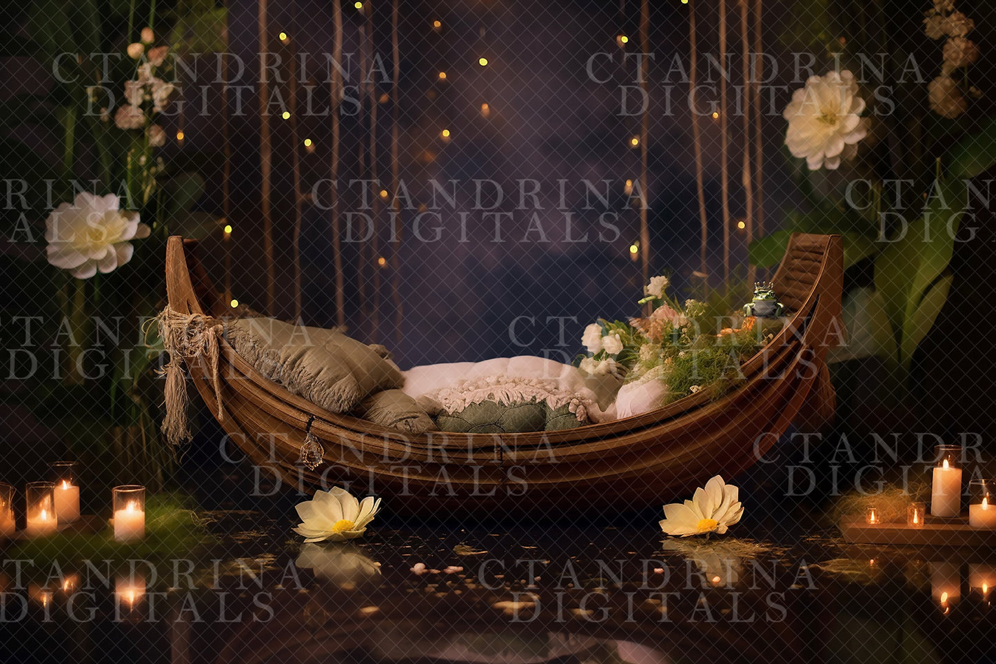 Princess and the frog backdrop, newborn digital backdrops, princess baby backdrops, best newborn digital backdrops, best newborn backdrops, canoe baby backdrop, bayou newborn backdrop