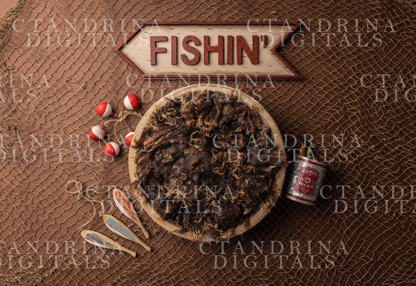 Fishing Newborn Digital Backdrop, Gone Fishin' Baby Backdrop, Father's Day Newborn Backdrop for Photoshop, Fishing Digital Backdrop