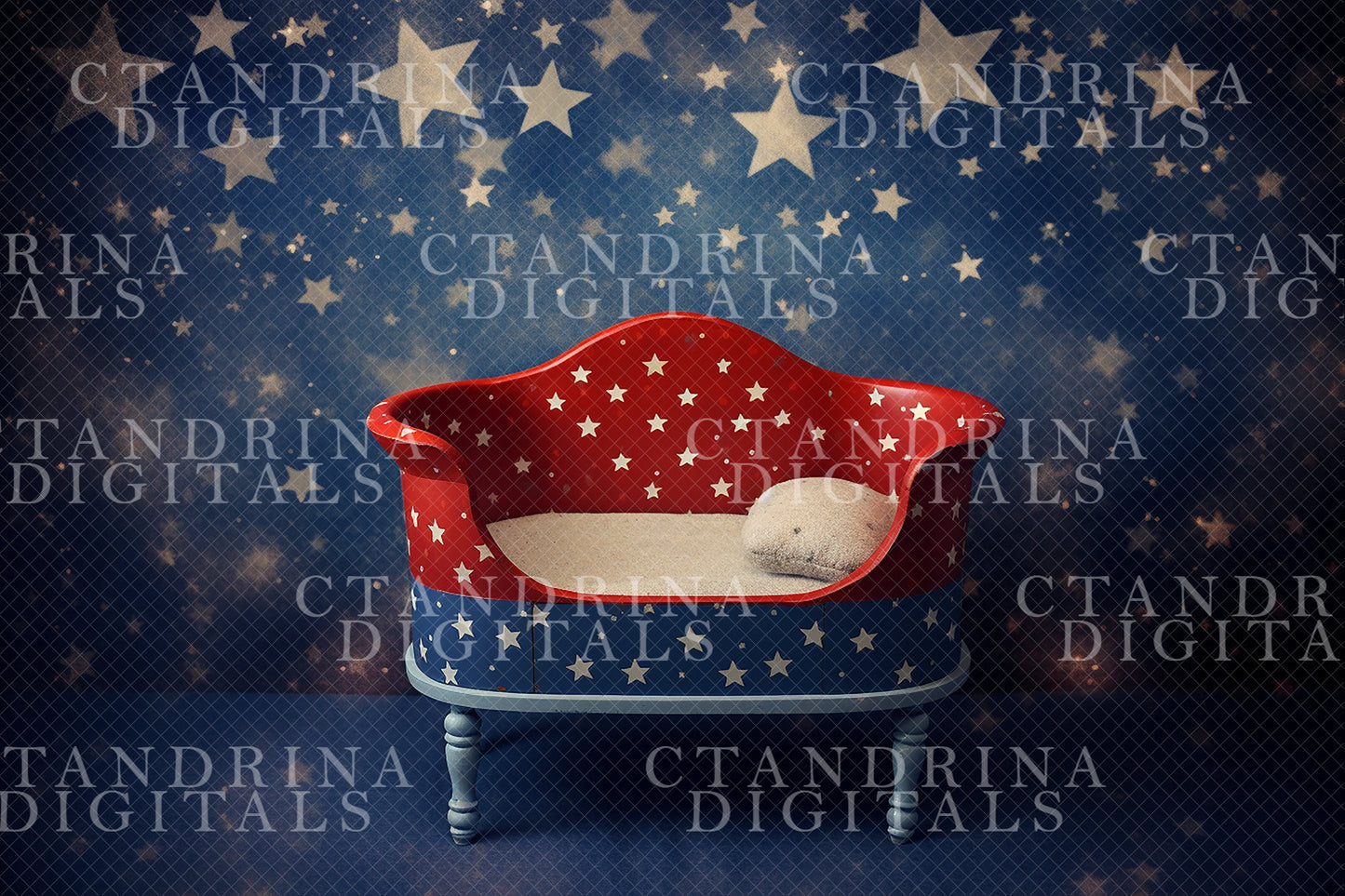 Patriotic Newborn Digital Backdrop, 4th of July Newborn Background, Independence Day, Red White and Blue Star Baby Backdrop for Photoshop