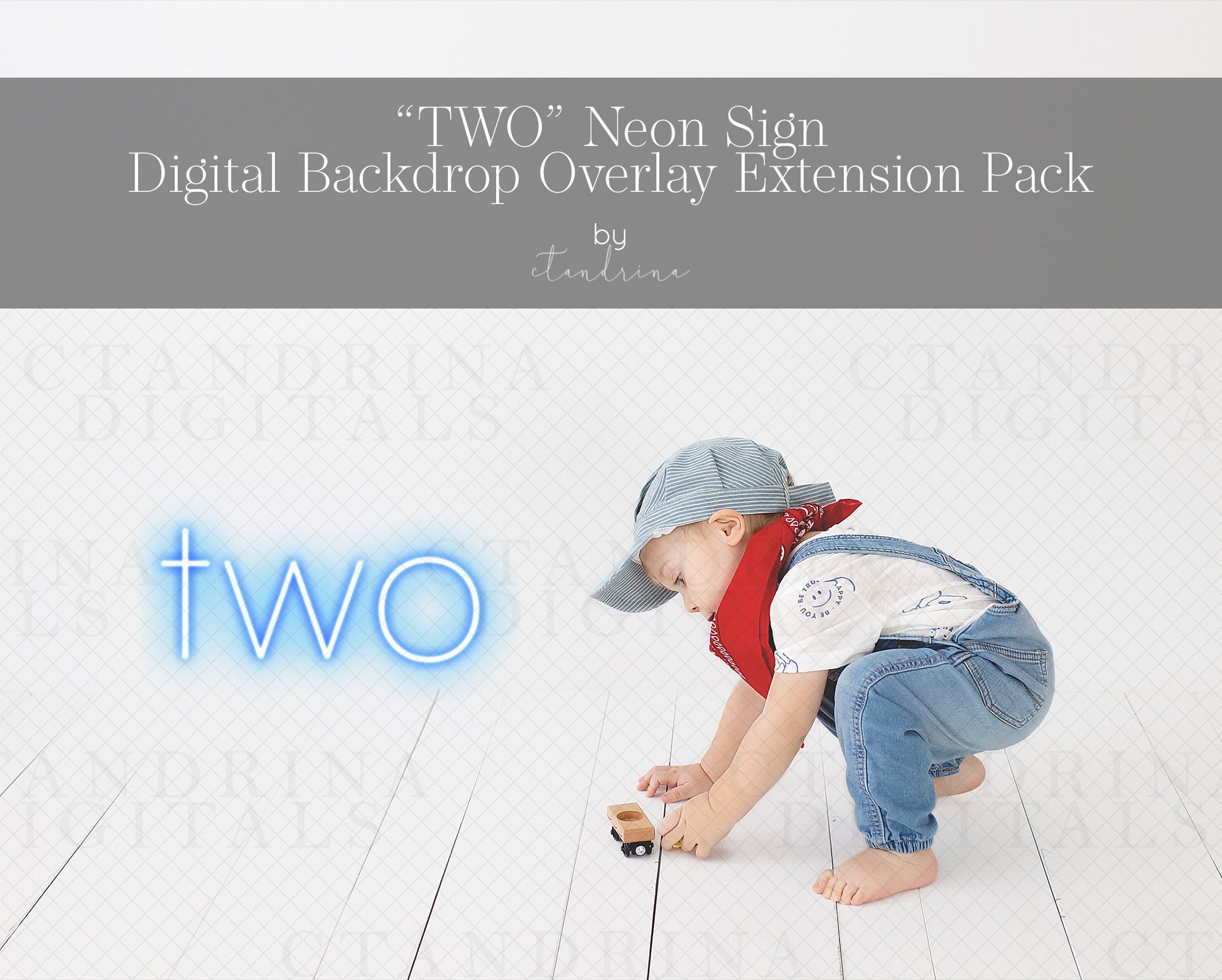 Neon "TWO" Sign Overlays Extension Pack, Neon Light Overlays for Photoshop, Neon Number Signs, Cake Smash Neon Sign Overlay for Composites