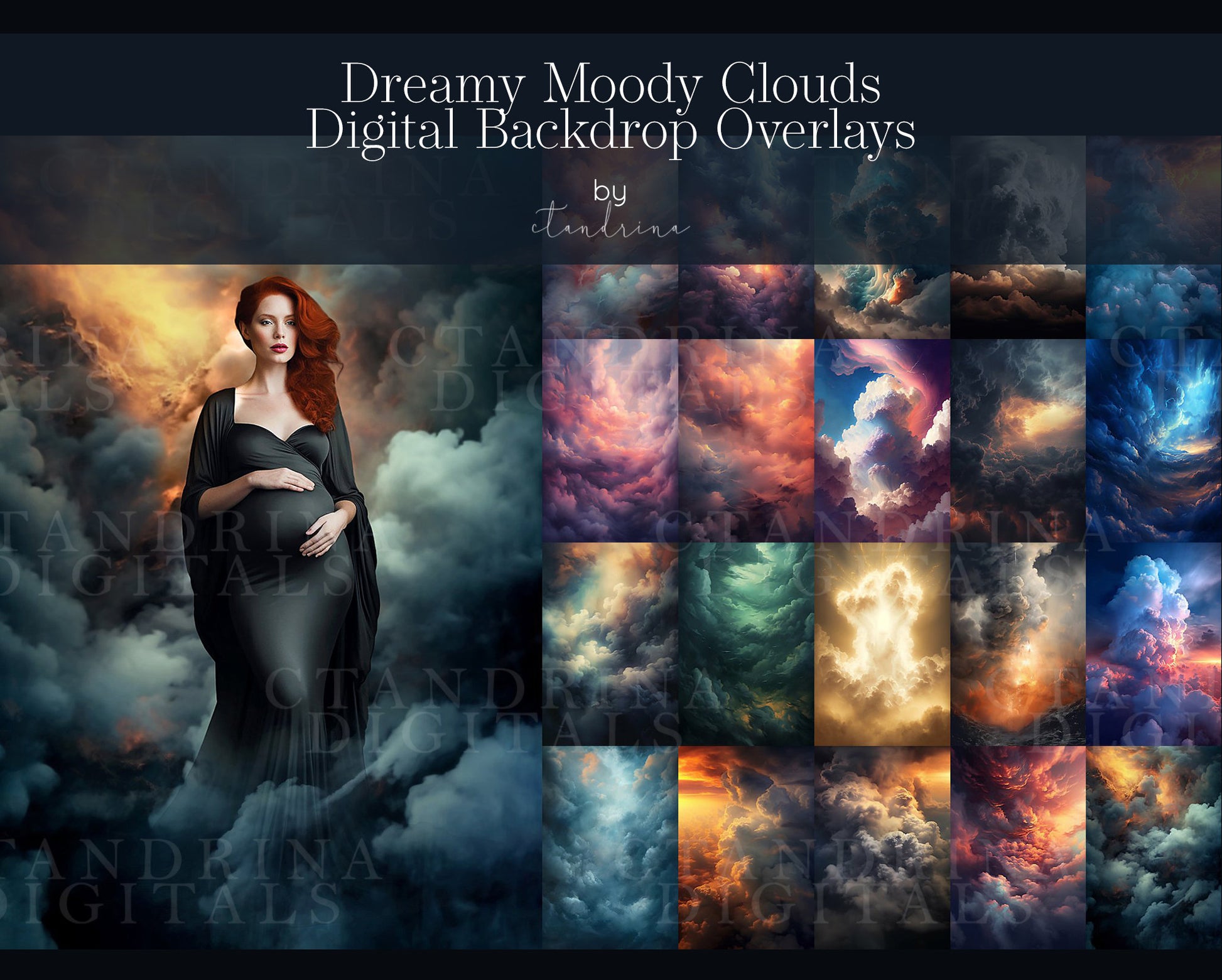 ctandrina digitals, cloud backdrop overlays, sky backdrop overlays, dreamy backdrop overlays, moody cloud overlays, best backdrop overlays, best photoshop overlays, maternity overlays, maternity backdrops, maternity background, fine art maternity