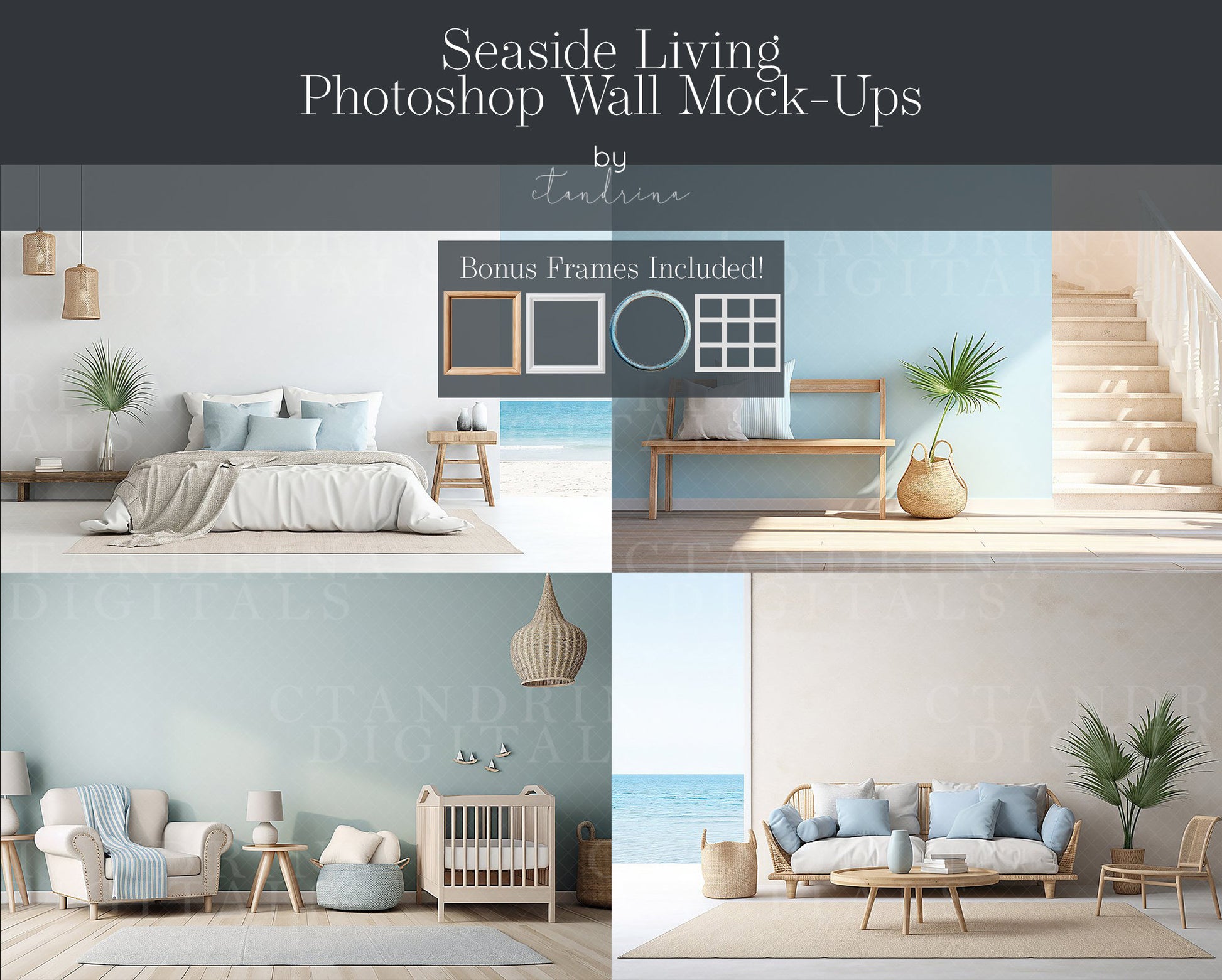 wall mock ups, frame mock us, coastal room, IPS photographer, photographer business tools, room photo mock ups, picture wall masks, picture wall mock-ups, photo frame display, room mock-ups, beach wall mock-ups, ctandrina, digitals, photoshop