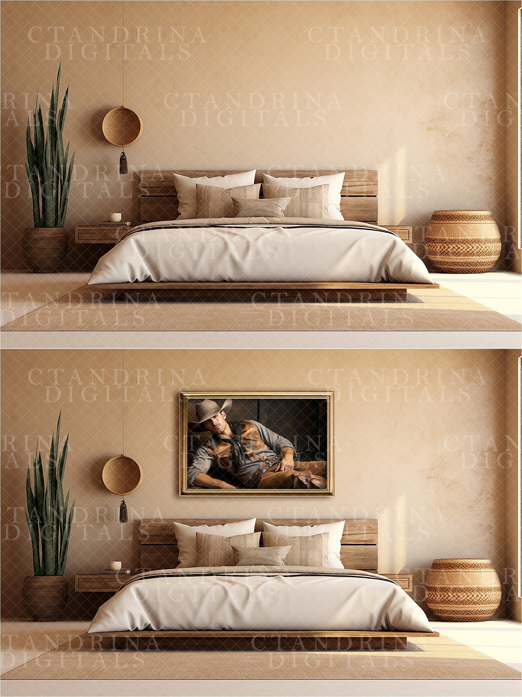 Wall Mock-Ups, Southwestern Living Room Mock-Ups, Photo Wall Mockups, Room Mock-Ups, IPS Photo Masks, Wall Frame Masks for Website and Blog