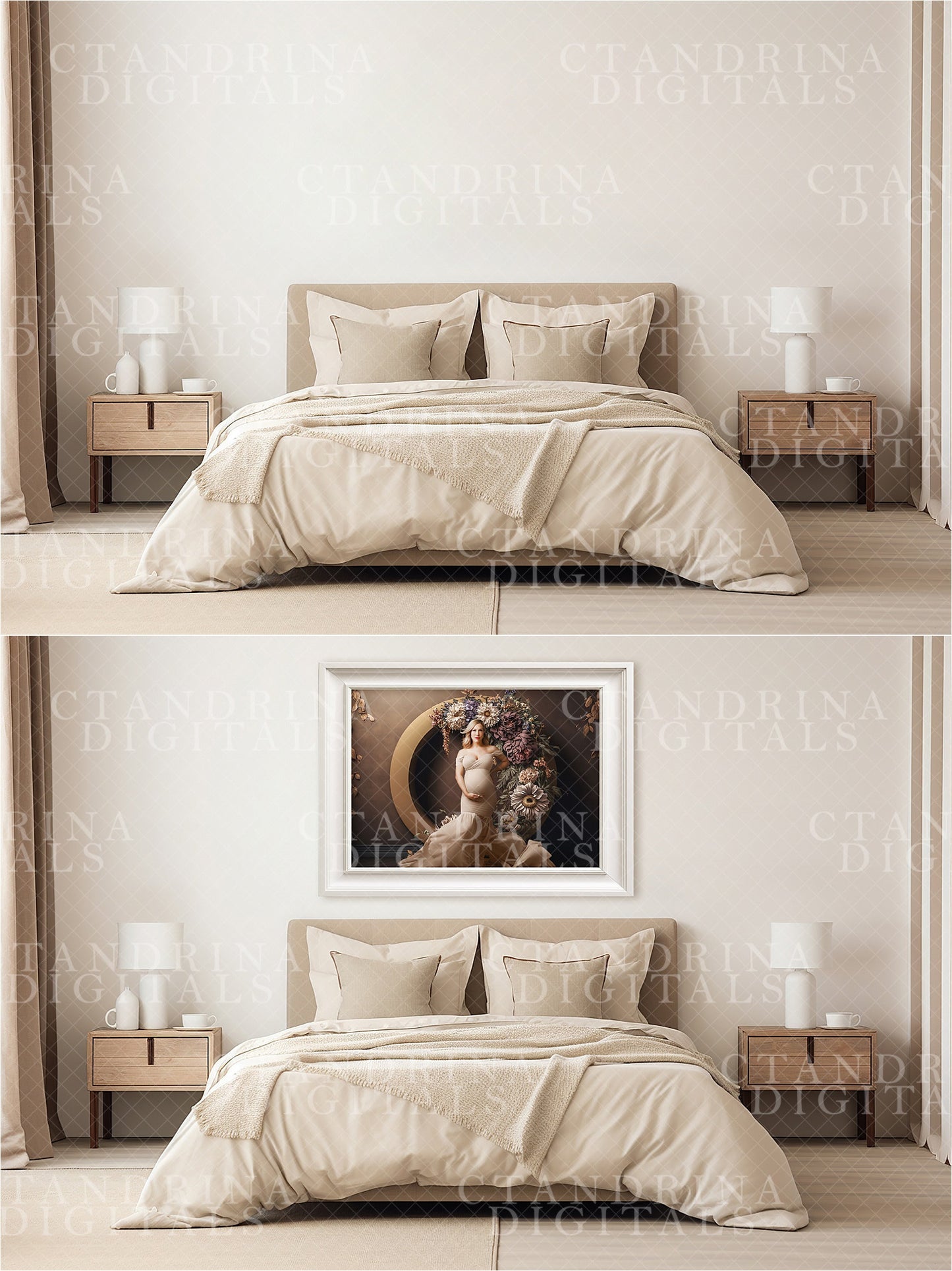 Wall Mock-Ups, Traditional Beige Room Mock-Ups, Photo Wall Mockups, Room Mock-Ups, IPS Photo Masks, Wall Frame Masks for Website and Blog