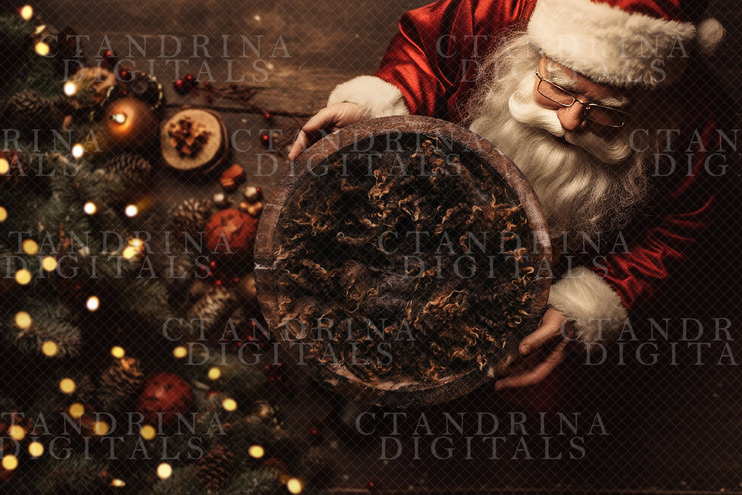 Santa Newborn Digital Backdrop, Christmas Digital Backdrop, Baby with Santa Digital Background, Newborn Christmas Digital Background