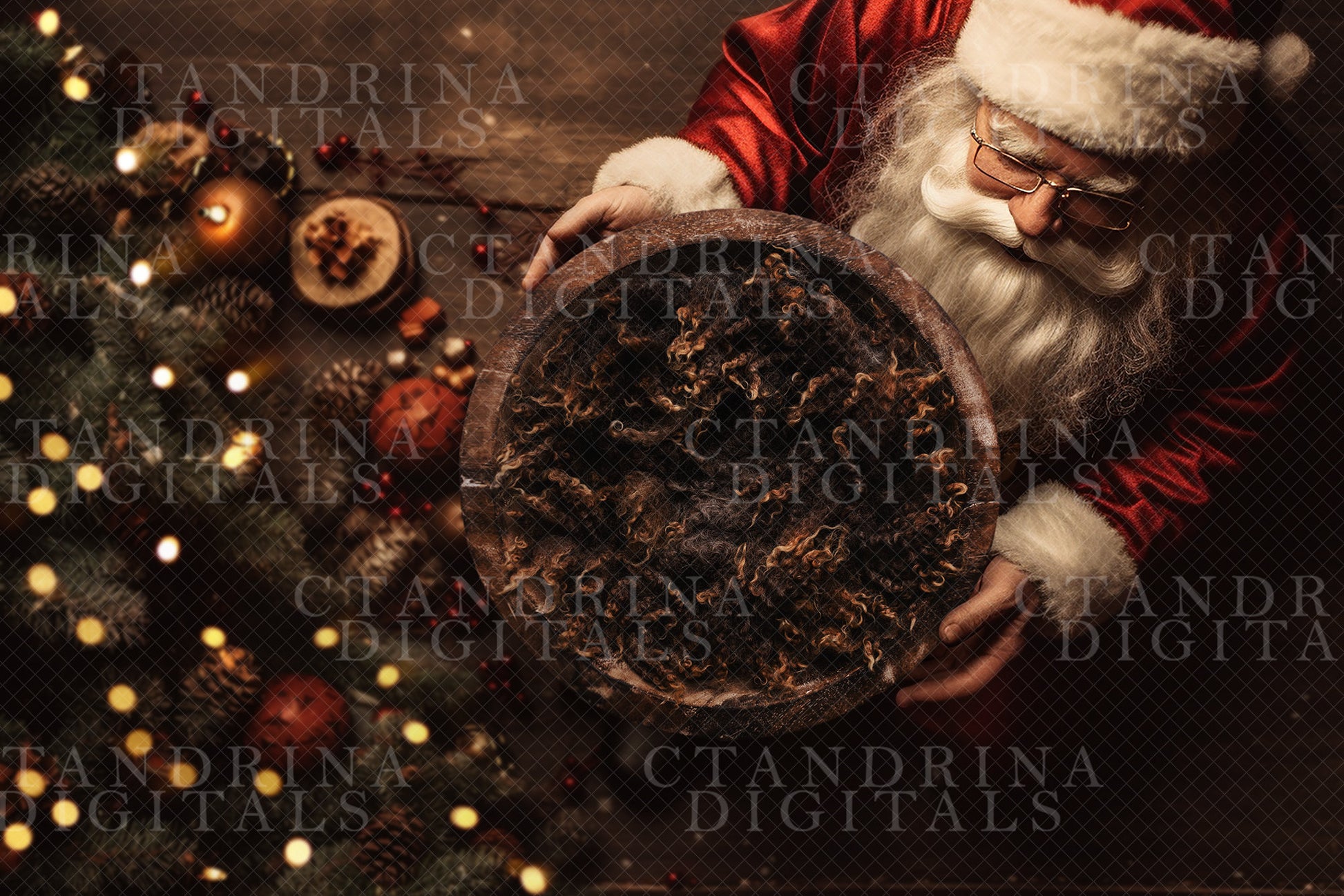 Santa Newborn Digital Backdrop, Christmas Digital Backdrop, Baby with Santa Digital Background, Newborn Christmas Digital Background