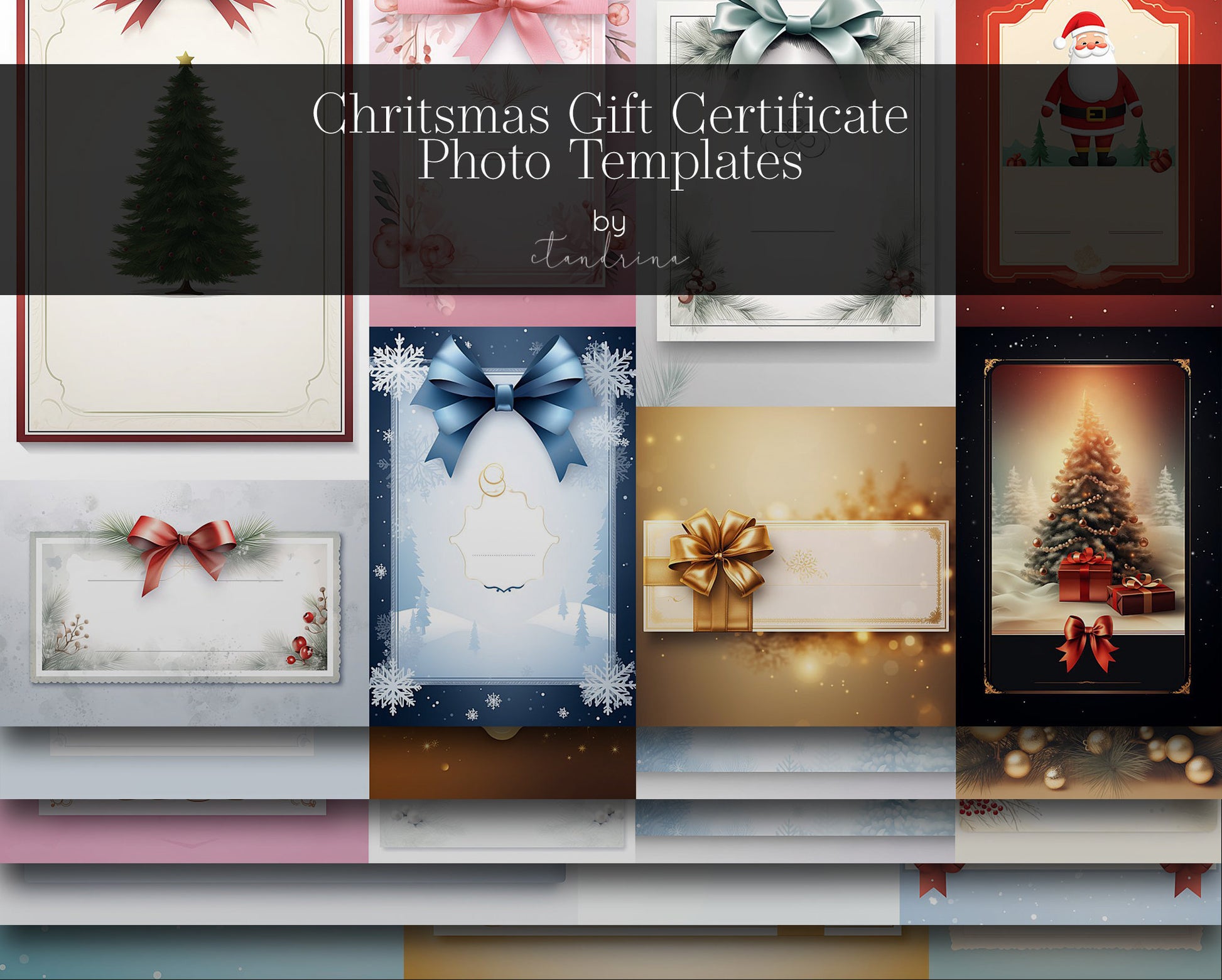 ctandrina digitals, e-gift card, e-gift certificate, gift certificate templates, christmas gift certificate mockup, holiday gift certificate templates, best seller, photoshop templates, christmas photoshop templates