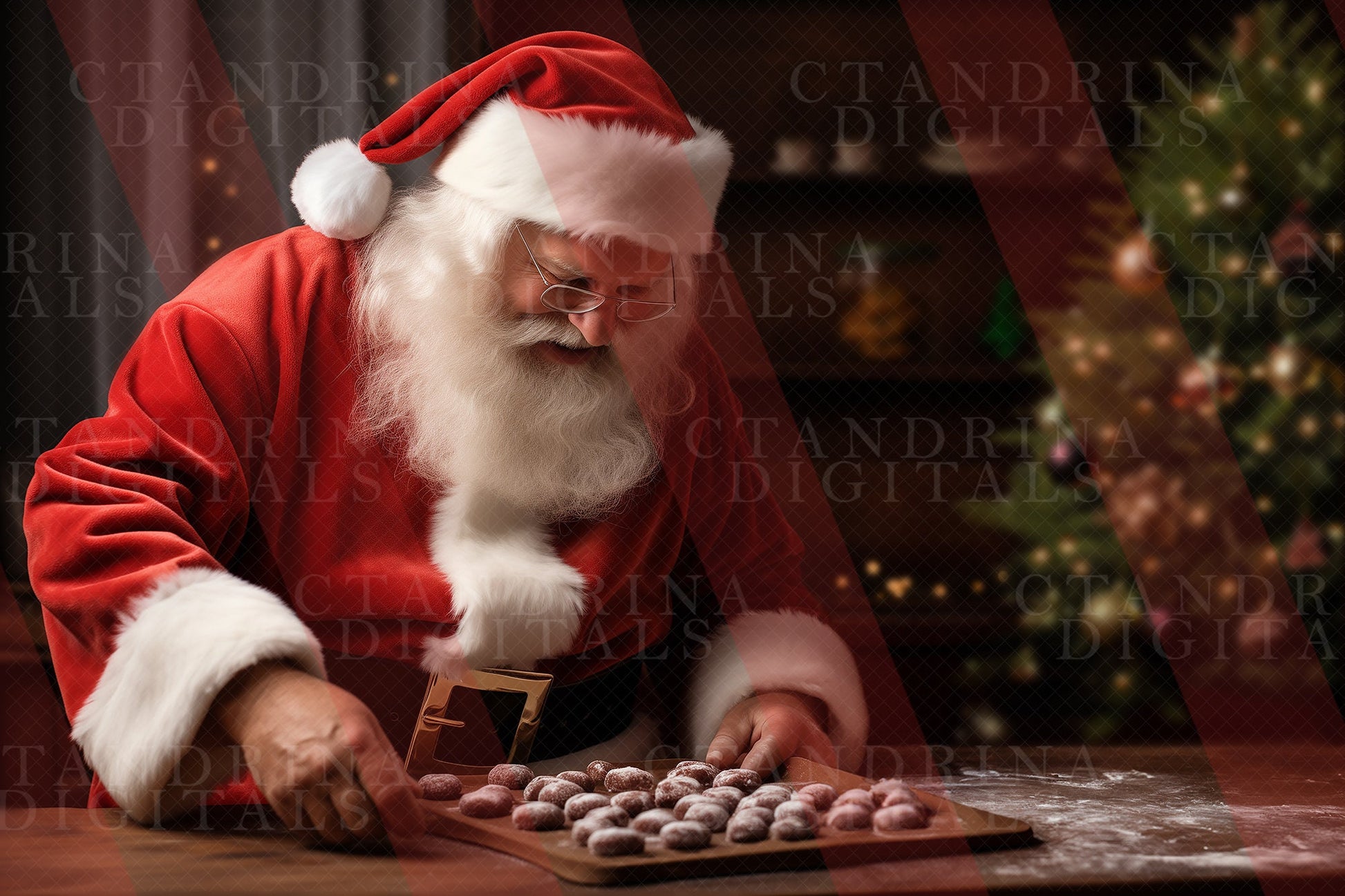 Baking with Santa Claus Digital Backdrop, Making Christmas Cookies with Santa Digital Backdrop for Photoshop, Christmas Digital Backdrops, best seller, ctandrina digitals, best digital backdrops, best digital backgrounds, Santa digital backdrops