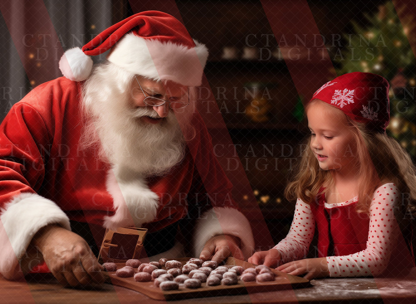 Baking with Santa Claus Digital Backdrop, Making Christmas Cookies with Santa Digital Backdrop for Photoshop, Christmas Digital Backdrops, best seller, ctandrina digitals, best digital backdrops, best digital backgrounds, Santa digital backdrops