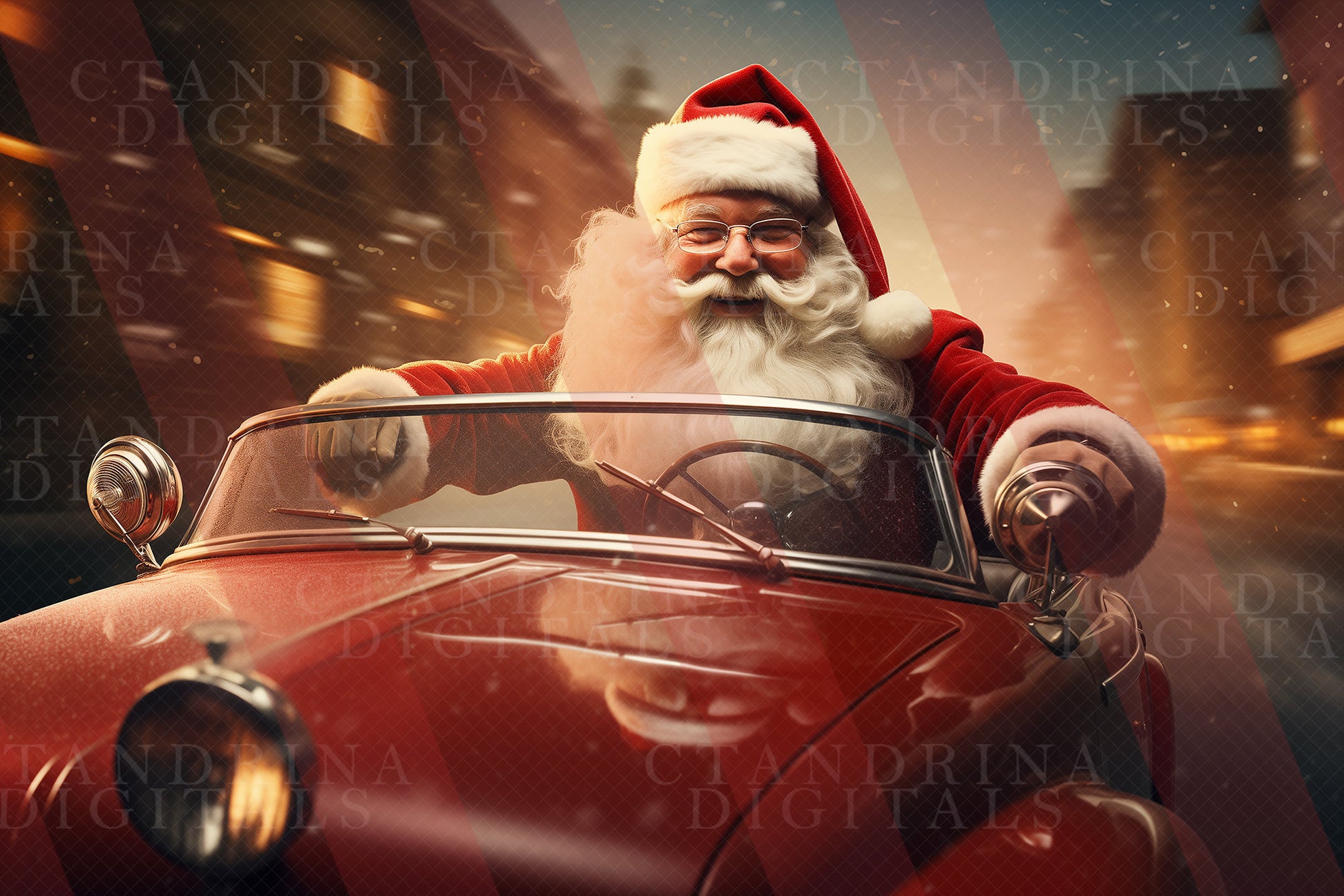 Cool Santa Claus Car Digital Backdrop, Cruising with Santa Digital Backdrop for Photoshop, Christmas Digital Backdrops, Boy Backdrops, ctandrina digitals, best sellers, best digital backdrops, dreamy backdrops, painterly backdrops, fun backdrops