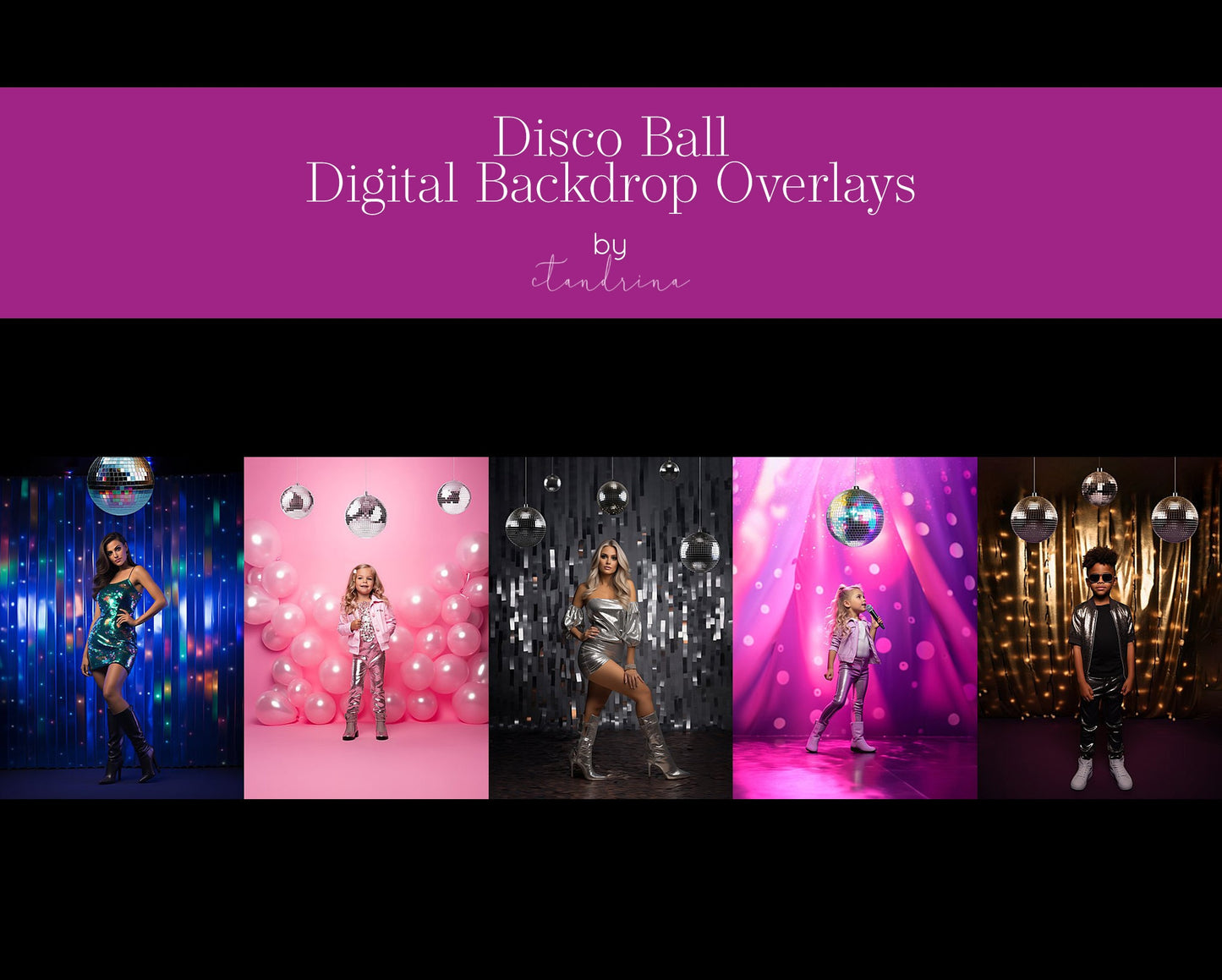 Disco Ball Overlays, Hanging Disco Ball Backdrop Overlays, Digital Disco Ball .PNG Files, Party Disco Ball Photoshop Overlays, Disco Overlay, best seller, ctandrina, disco ball, portrait backdrop overlays, retro, flashy, party, karaoke, backgrounds