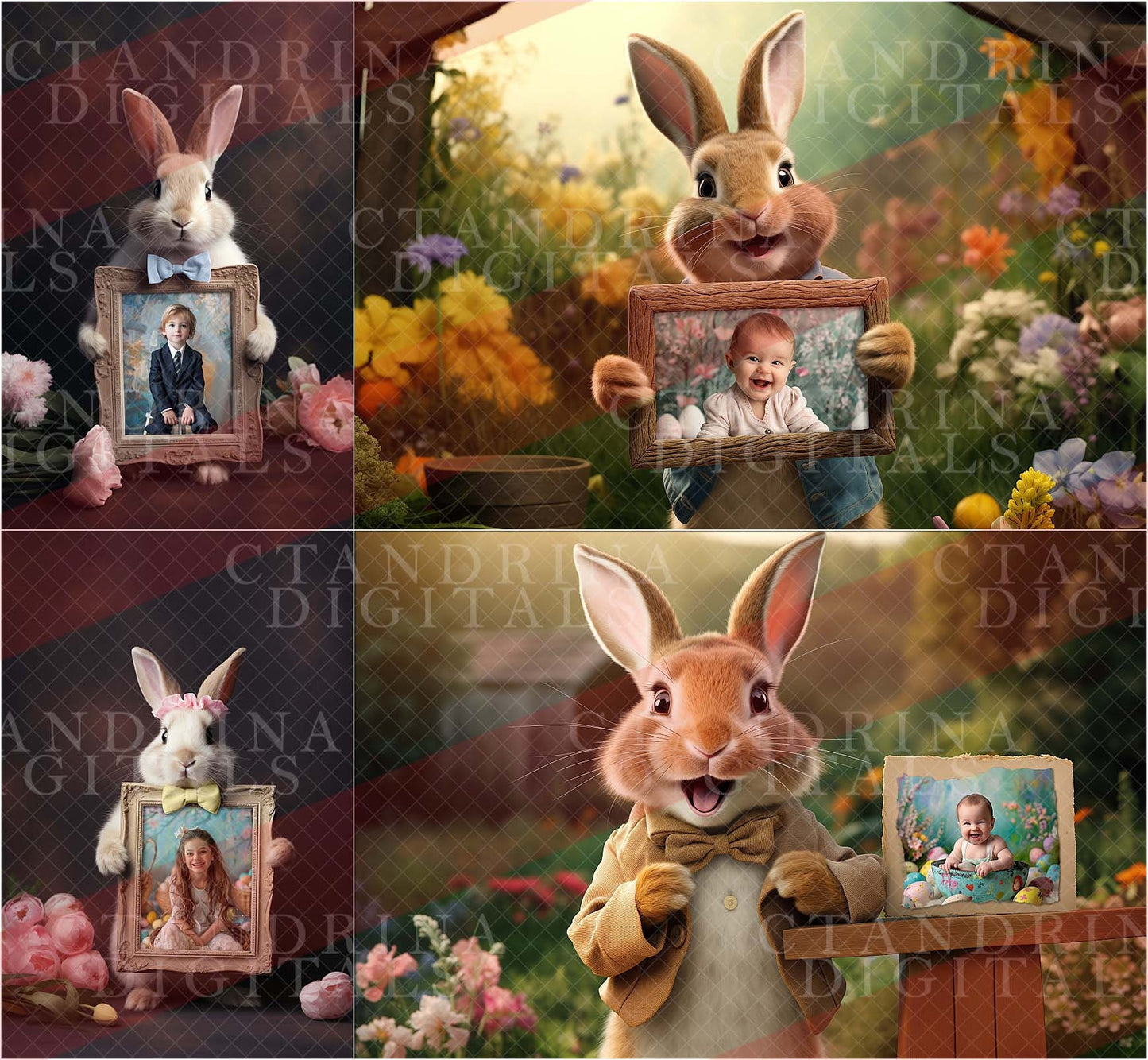 Easter Bunny Photo Frame Templates for Photoshop, Bunny Rabbit Photo Mock-Ups, Easter Bunny Photo Template, Easy to Use .PSD Photo Templates, best seller, ctandrina digitals, easter bunny photo frame mockups, easter bunny photo digital