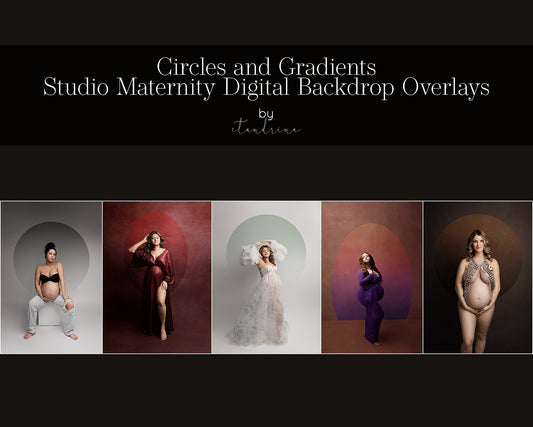 Circle and Gradient Digital Backdrop Overlays, Maternity Backdrop Overlays, .PNG Transparent Circle Gradient Overlays for Photoshop, ctandrina digitals, best seller, pregnancy studio backdrop overlays, best gradient overlays, gradient light filters