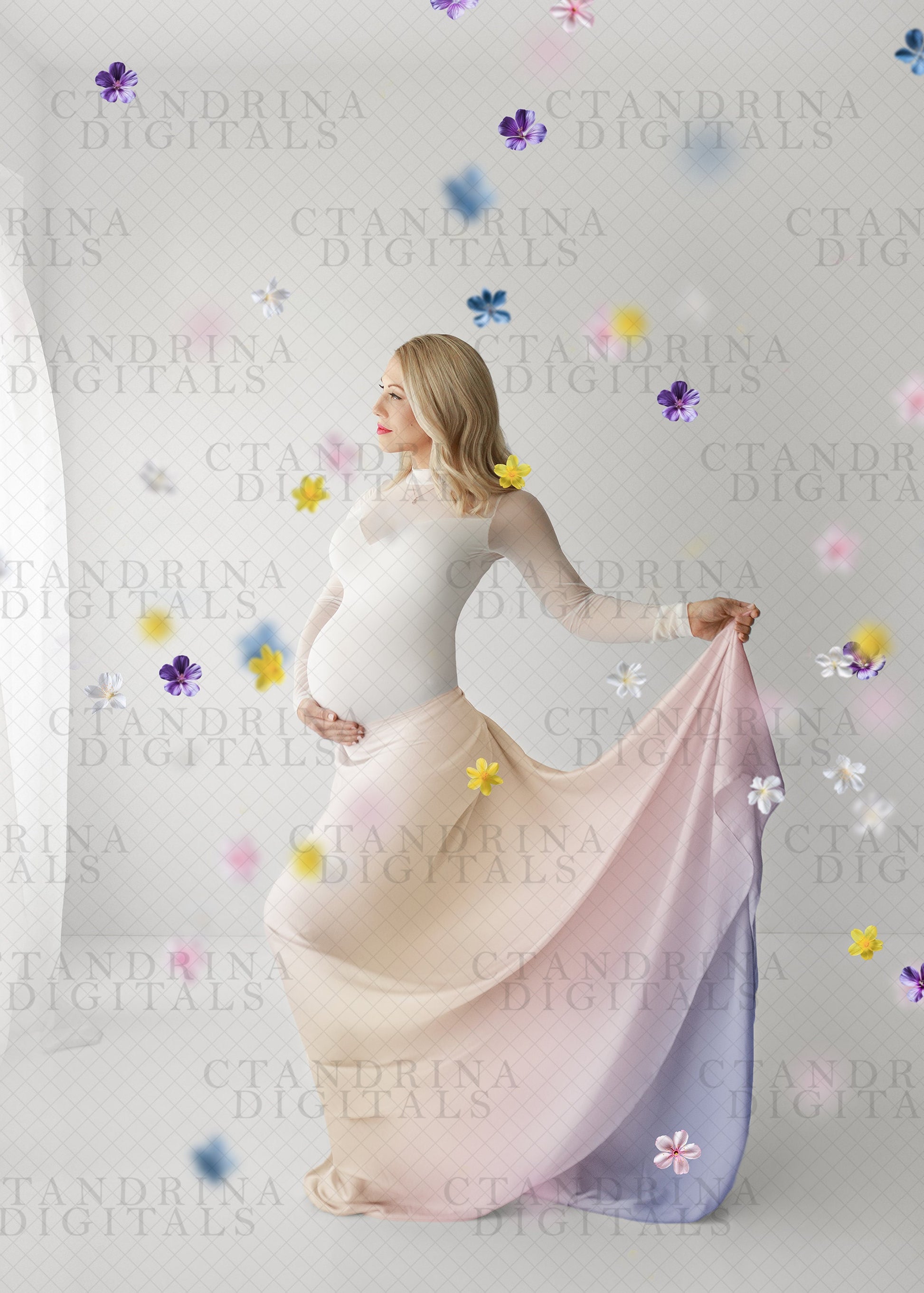 Falling Flower Backdrop Overlays, Tiny Floral Overlay, Flower Backdrop Overlays for Photoshop, Maternity Backdrop Overlays, Floating Florals, best seller, ctandrina, floating flowers, falling petals, maternity backdrop overlays, editing tutorial